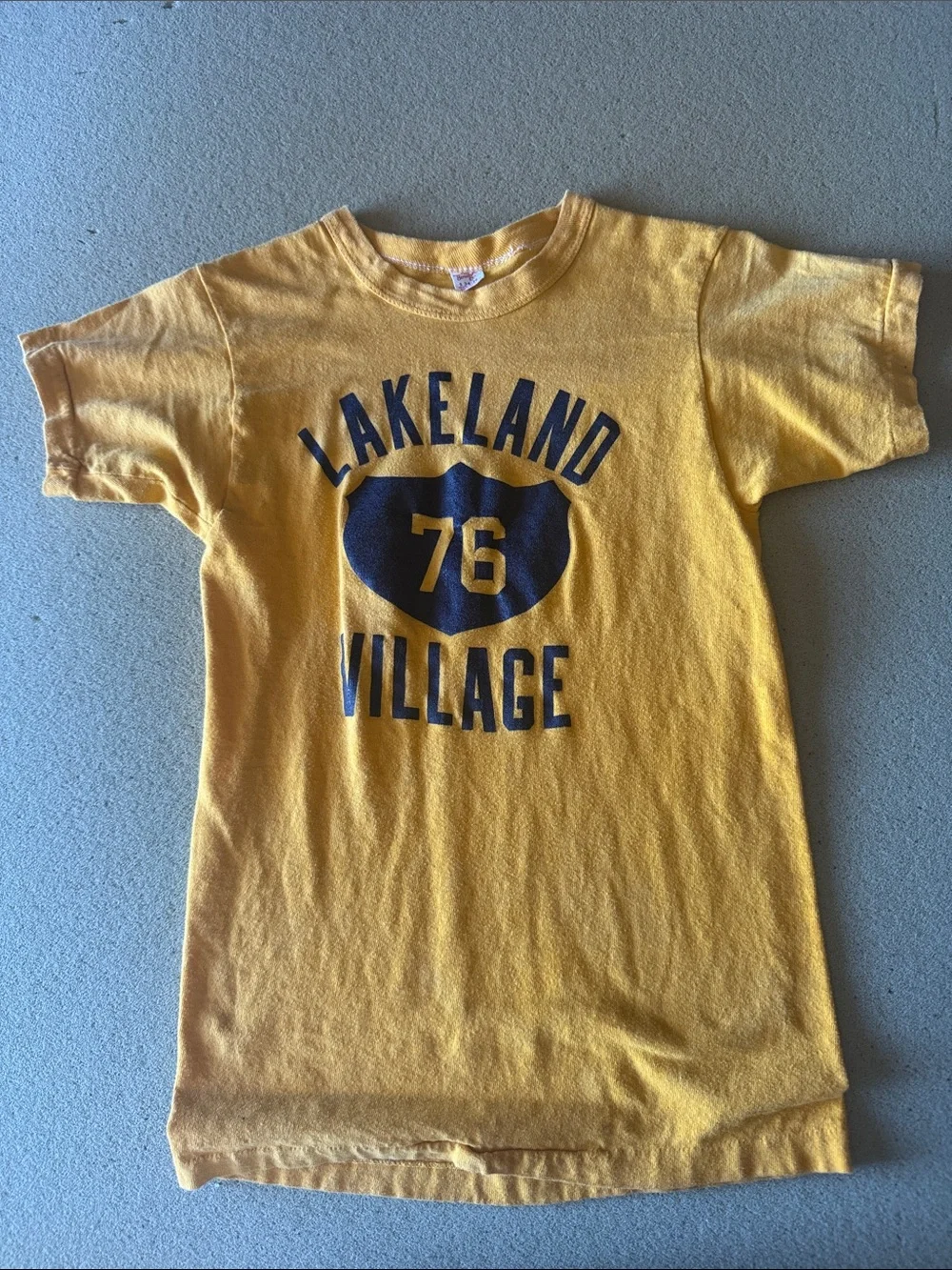 Vintage Yellow 'Lakeland Village 76' Graphic Tee